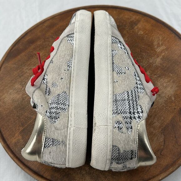 Steve Madden Shoes Wm 10 M Philosophy Lace Up Star Houndstooth Metallic Gold - Picture 6 of 13